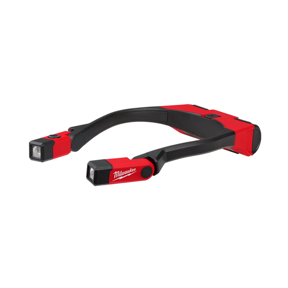 This is an image of a red and black Milwaukee headlamp tool from Kennedys Welding Supplies in Derwent Park, TAS, offering welding specialists, tool shop, power tool repairs, and onsite tool truck services