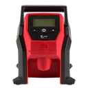 This is an image of a red and black M12BI digital battery inflator from Kennedys Welding Supplies in Derwent Park, TAS, offering tool shop and power tool repairs.
