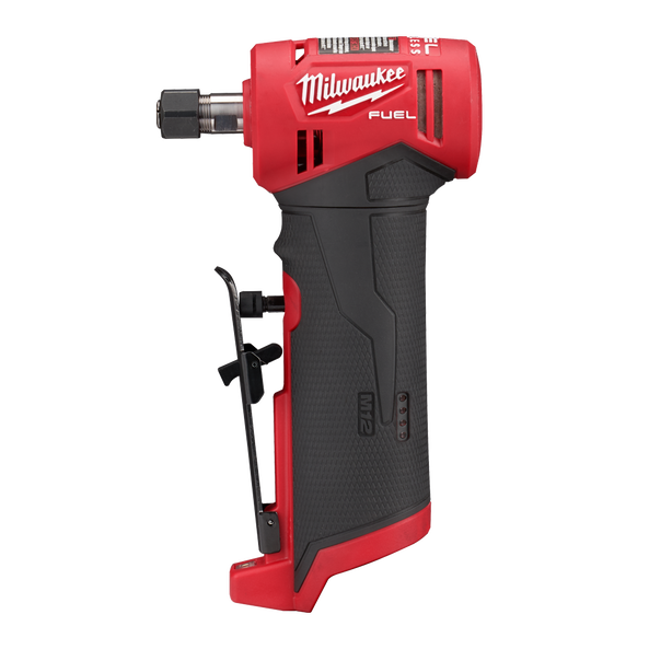 This is an image of a red Milwaukee M12 Fuel cordless power tool, featured by Kennedys Welding Supplies in Derwent Park, Tasmania, offering tool shop, welding specialists, and power tool repairs