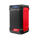 This is an image of a Milwaukee M12 red and black jobsite radio from Kennedys Welding Supplies, Derwent Park TAS, Tool Shop and Welding Specialists