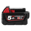 This is an image of a Milwaukee M18 5.0Ah REDLITHIUM-ION battery pack, featured by Kennedys Welding Supplies in Derwent Park TAS, offering welding specialists, tool shop services, laser cutting, power tool repairs, and onsite tool truck.