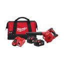 This is an image of a Milwaukee cordless blower kit with two 5.0 Ah batteries, charger, and carrying bag at Kennedys Welding Supplies in Derwent Park TAS