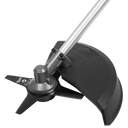 This is an image of a Milwaukee branded metal tool attachment with a three-prong blade and protective guard from Kennedys Welding Supplies in Derwent Park, Tasmania, offering power tool repairs and welding specialists