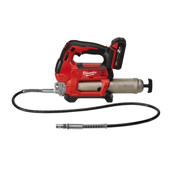 This is an image of a Milwaukee cordless grease gun tool featured by Kennedys Welding Supplies in Derwent Park TAS, offering tool shop, power tool repairs, and welding specialists