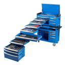 This is an image of a blue Kincrome tool chest with multiple open drawers displaying various hand tools from Kennedys Welding Supplies, Derwent Park TAS, offering Tool Shop and Welding Specialists services.