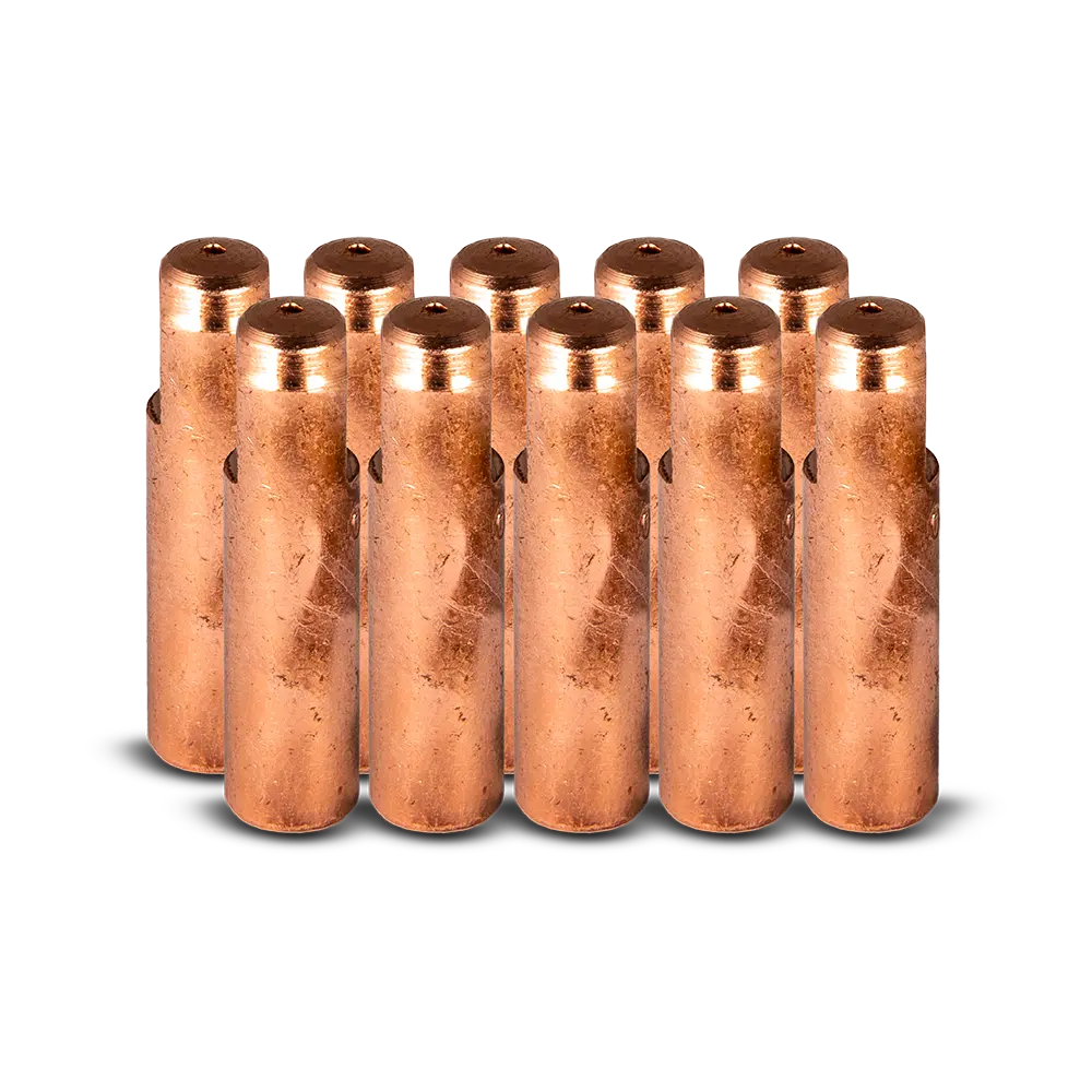 This is an image of 10 copper welding contact tips from Kennedys Welding Supplies in Derwent Park TAS, welding specialists