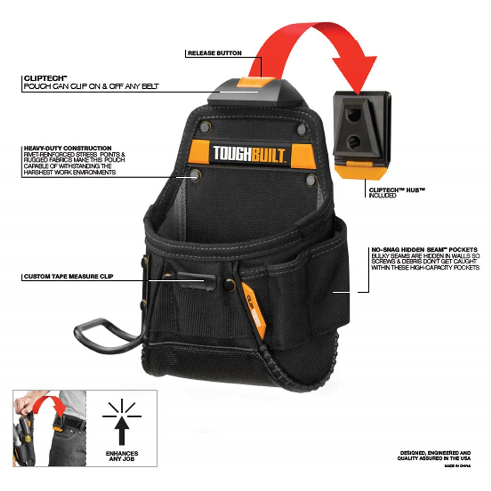 TOUGHBUILT CLIP-TECH PROJECT POUCH WITH HAMMER LOOP TB-CT-24