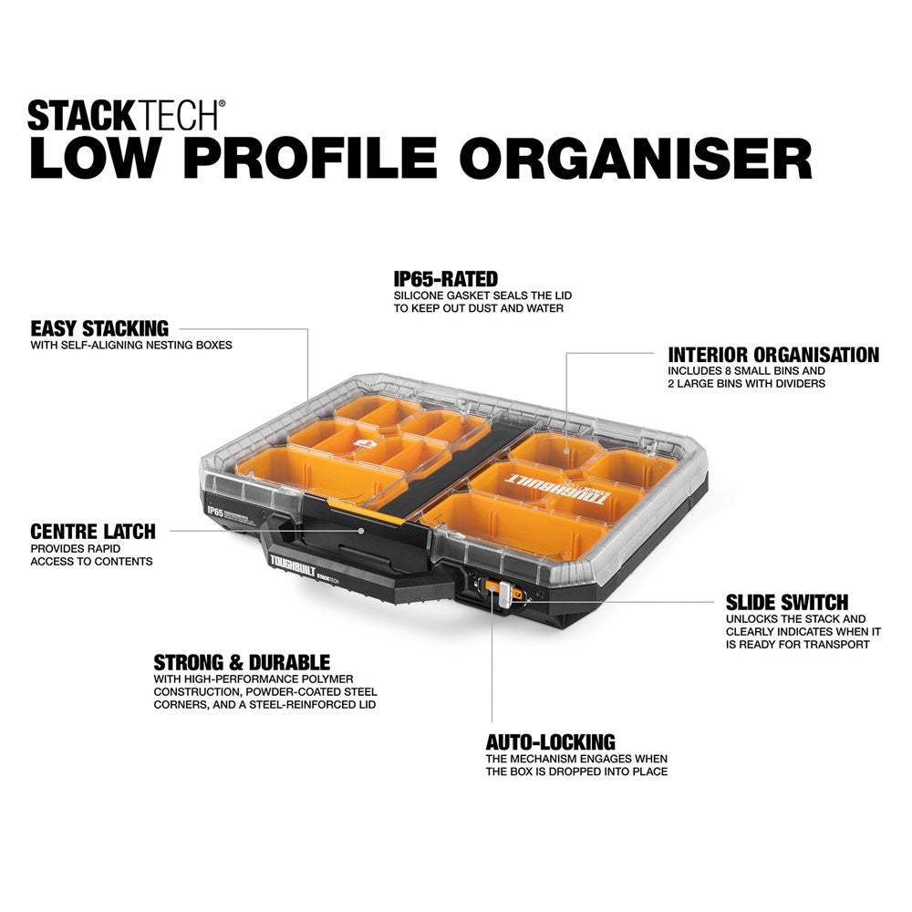 TOUGHBUILT STACKTECH LOW PROFILE ORGANISER (Similar to Milwaukee PACKOUT™ 48228431)