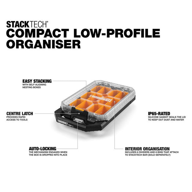 TOUGHBUILT STACKTECH LOW PROFILE ORGANIZER COMPACT TB-B1-O-10C (Similar to Milwaukee PACKOUT 48228436)