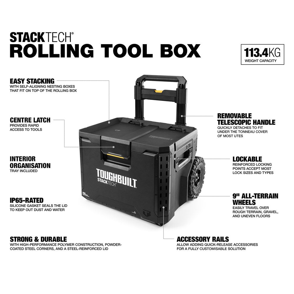 TOUGHBUILT STACKTECH ROLLING TOOL BOX TB-B1-B-70R (Similar to Milwaukee PACKOUT™ 48228426)