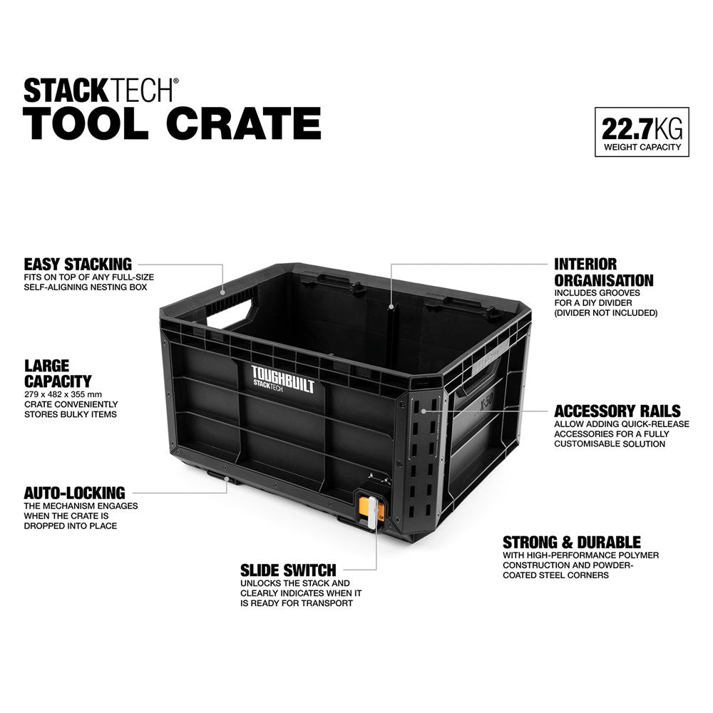 TOUGHBUILT STACKTECH TOOL CRATE TB-B1-X-50 (Similar to Milwaukee PACKOUT™ 48228440)