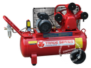This is an image of a red Peerless Trade Series air compressor offered by Kennedys Welding Supplies in Derwent Park, Tasmania, specializing in tool shop, laser cutting, and welding services.