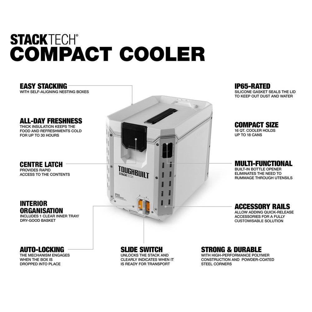 TOUGHBUILT STACKTECH COMPACT COOLER TB-B1-C-60C (Similar to Milwaukee 48228460 PACKOUT)