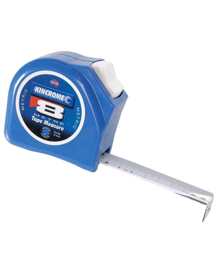 This is an image of a blue Kincrome 3 metre tape measure, promoting Kennedys Welding Supplies in Derwent Park, TAS, offering tool shop and welding specialist services