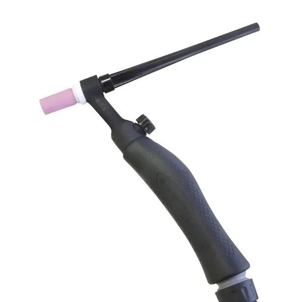 This is an image of a TIG welding torch with pink ceramic nozzle available at Kennedys Welding Supplies in Derwent Park TAS, offering welding specialists and tool shop services