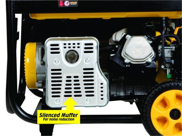 This is an image of a silenced muffler on a portable generator for noise reduction, featured by Kennedys Welding Supplies in Derwent Park TAS, offering welding specialists, tool shop, and power tool repairs.