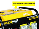 This is an image of a MAXWATT MX9000ES 40L petrol generator, featured by Kennedys Welding Supplies in Derwent Park TAS, offering welding and tool shop services